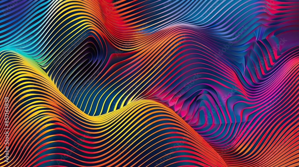Wall mural dynamic waves of vibrant abstract colors