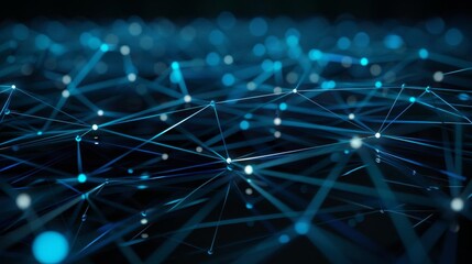 A closeup of digital network connections with blue lights