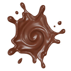dark chocolate milk splash isolated on transparent background, 3d illustration.