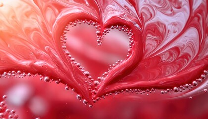 Hearts and Bubbles in Red Swirls Art