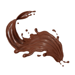 Chocolate isolated splashes wave. 3D render illustration