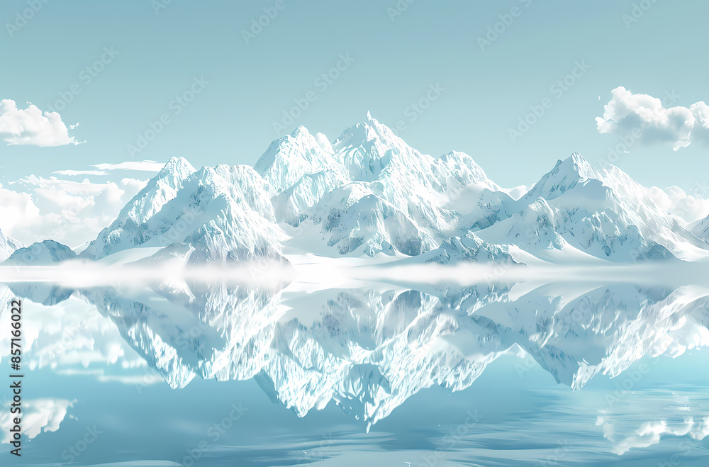 Poster landscape with mountains and snow