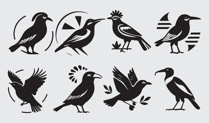Fototapeta premium Birds Silhouette Vector Collection Hand drawn