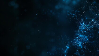 A dark abstract background with blue connected dots