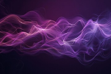 A dark abstract background with waves of purple and pink light