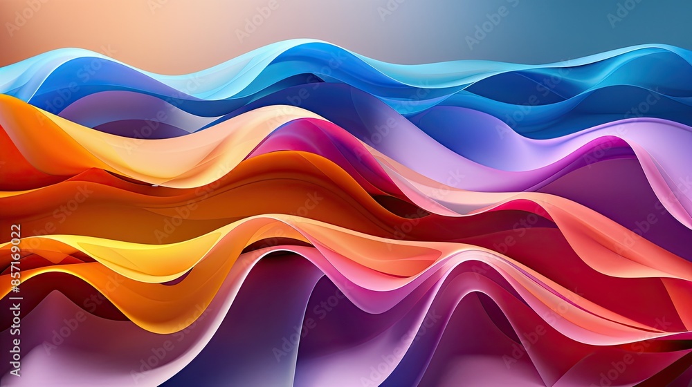 Wall mural dynamic waves of vibrant abstract colors