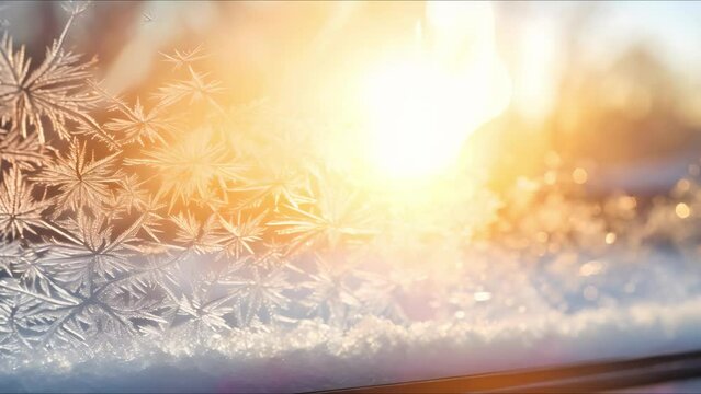 Winterizing Vehicles: Frozen Glass on Car Window and Safe Travel in Icy Conditions. Concept Winterizing Vehicles, Frozen Glass, Safe Travel, Icy Conditions, Car Window