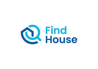 find home logo design. creative search house symbol icon vector.