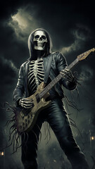 Fototapeta premium skeleton holding guiter