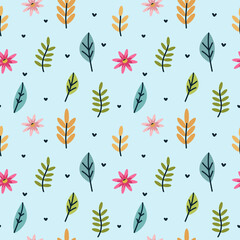 Pattren leaves florets flowers vector illustration