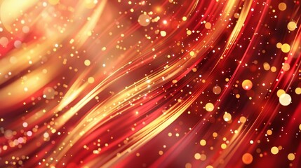 Curving lines in rich red and gold highlighted with gentle glow and lights background