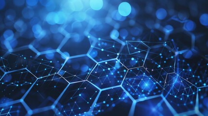 Obraz premium A digital technology background with blue connected hexagons