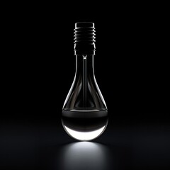 ampoule with water, dark background, hyper realistic, photo