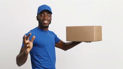 Happy Delivery Person Holding a Box Generative AI