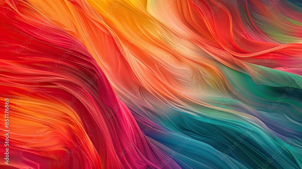 Wall mural dynamic waves of vibrant abstract colors