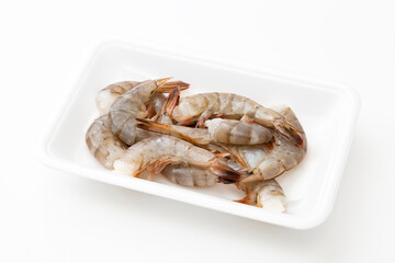 白背景にバナメイエビ