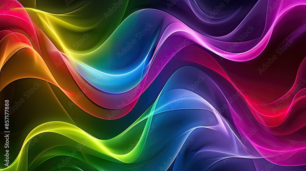 Wall mural dynamic waves of vibrant abstract colors