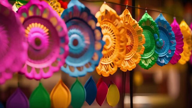 Mexican papel picado is decorative paper used in Day of the Dead. Concept Mexican culture, Day of the Dead, papel picado, traditions, celebrations