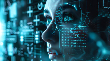  Concept of AI System with D Hologram of Human Brain and Computer Hardware Parts. Concept AI System, 3D Hologram, Human Brain, Computer Hardware Parts, Technology Integration