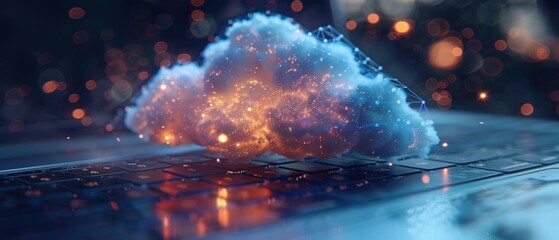 Fototapeta premium A close-up of a digital cloud on a laptop screen