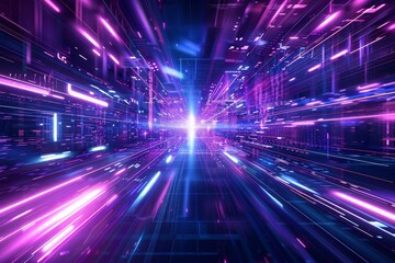 Fototapeta premium A futuristic digital background with purple and blue light streaks