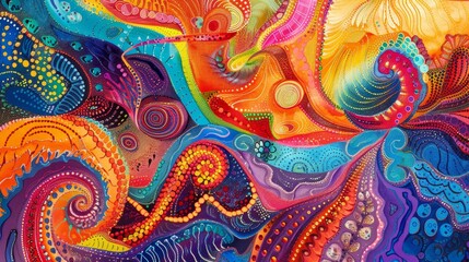 Concentric wave patterns with bright colors shimmering highlights and carnival feel. background