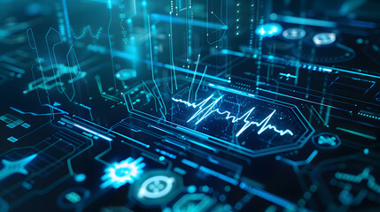  Concept of AI System with D Hologram of Human Brain and Computer Hardware Parts. Concept AI System, 3D Hologram, Human Brain, Computer Hardware Parts, Technology Integration