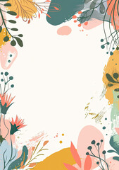 Hello Summer concept design, abstract illustration with jungle exotic leaves, colorful design, summer background and banner, blank space in the center.