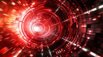 Fototapeta premium A futuristic digital tunnel with red and black colors