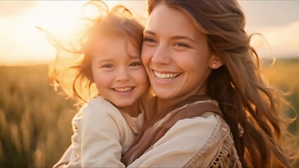 A Mother's Evening Stroll: Cherishing Motherhood and Singing Lullabies. Concept Motherhood, Evening Stroll, Lullabies, Cherishing Moments, Bonding Through Nature