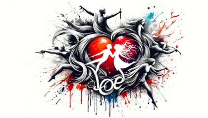 love heart abstract design with white background