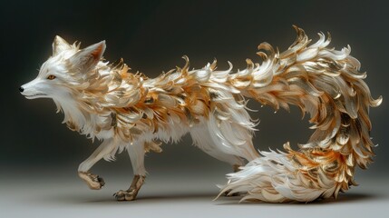 Obraz premium A close-up view of a golden fox sculpture