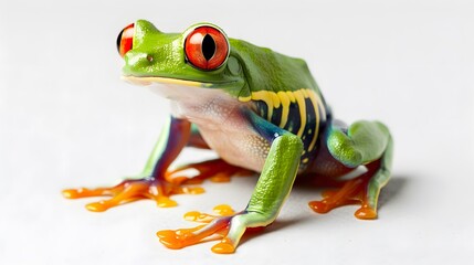 Fototapeta premium red eyed tree frog peeping. 