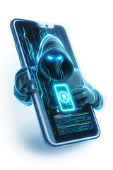 an illustration showing spam and hackers who hack phones by sending emails, and people open them and hack their devices