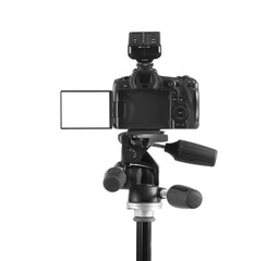 Professional camera isolated on white. Photo studio equipment