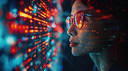 AI cyber security threat illustration, IT specialist, artificial intelligence collage.