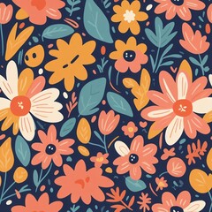 seamless pattern of abstract flowers background