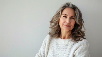 Fototapeta premium Modern old woman on a white background