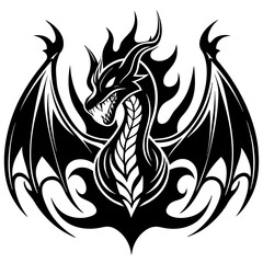 Obraz premium logo-dragon-surrounded-by-black-flames