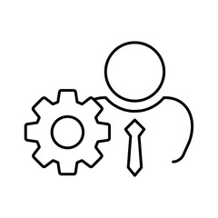 Linear administration icon from Human resources outline collection. Thin line administration icon isolated on white background. Male businessman avatar icon with gear, cog icon