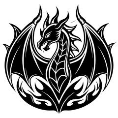 Obraz premium logo-dragon-surrounded-by-black-flames