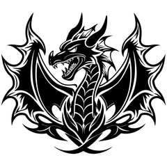 Obraz premium logo-dragon-surrounded-by-black-flames
