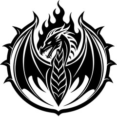 Obraz premium logo-dragon-surrounded-by-black-flames