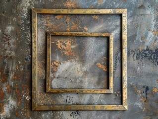 "Photo Frame Design - Front View with Simple Metal Texture"