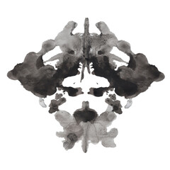 Obraz premium Rorschach watercolor inkblot test, black watercolor Rorschach symbol isolated on white background. 