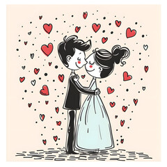 wedding card cartoon illustrator