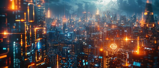 Fototapeta premium A futuristic cityscape showcasing innovative technology solutions