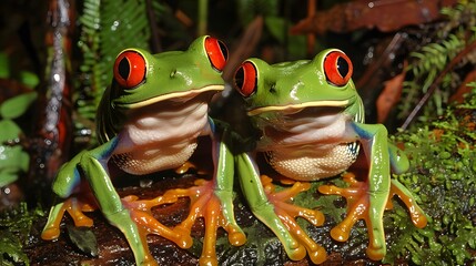red eyed tree frog peeping. 
