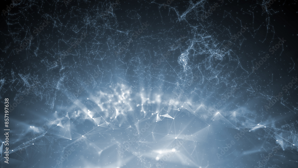 Aufkleber futuristic modern space with technology network lines and dots illustration. digital background with