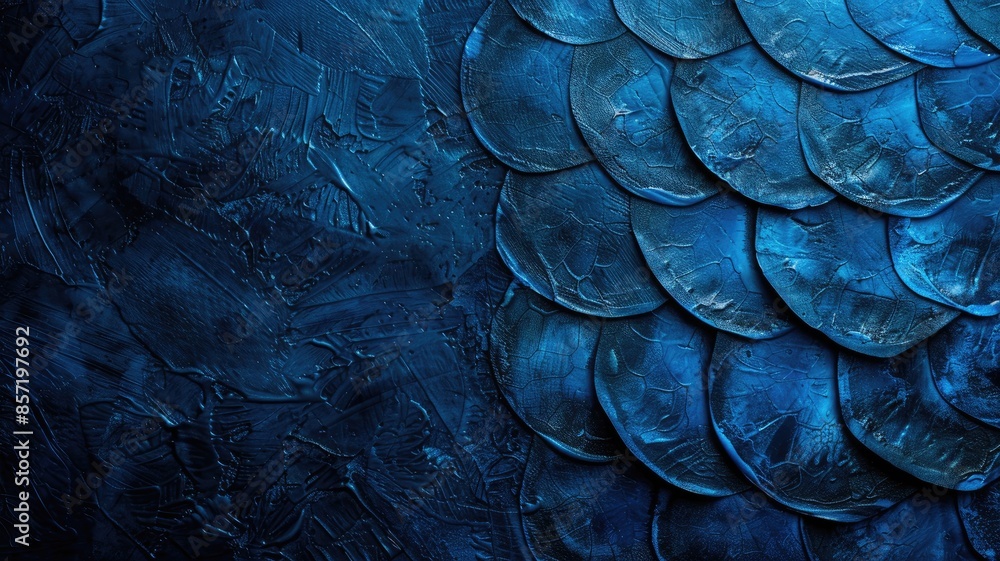 Poster textured abstract blue background with overlapping round shapes